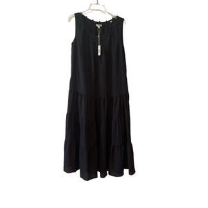 Max Studio Sleeveless Layer Ruffled Pocket Maxi Black NWT Women Size S Oversized